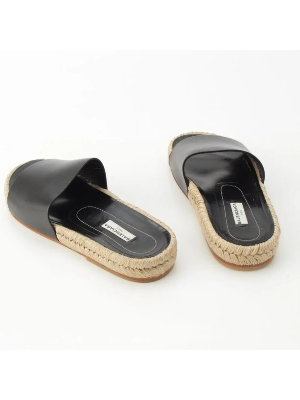 Balenciaga Leather Espadrille Sandals Black 38 - Picture 4 of 10